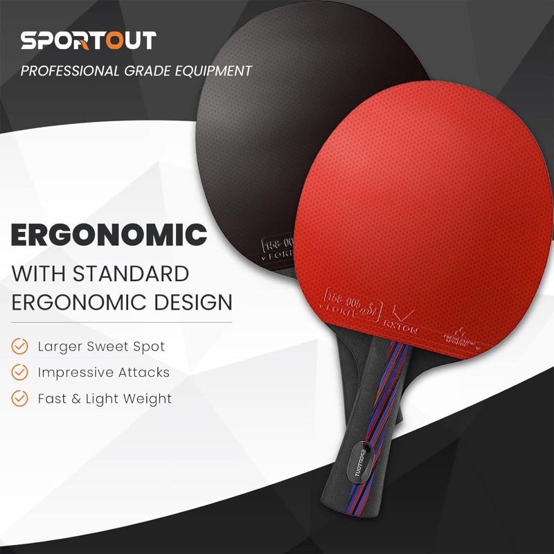 Sportout مجموعة مضارب تنس الطاولة سبورت آوت - مضرب تنس طاولة محمول مع حقيبة تخزين، مضرب تنس طاولة متميز للألعاب الداخلية والخارجية - Image 3